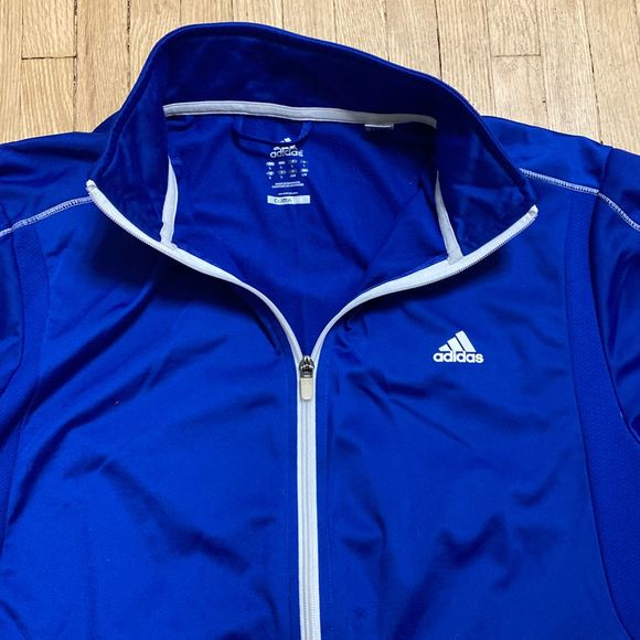 Adidas Full Zip Athletic Track Jacket 3-Stripes Blue White Large 2011 - Picture 4 of 6